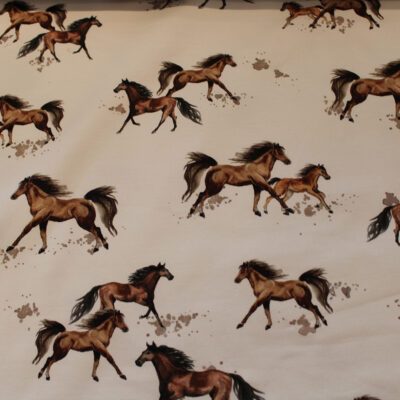 Stoffe Nähen Sweat French Terry Pferde Horses Hietzing Zauberladen