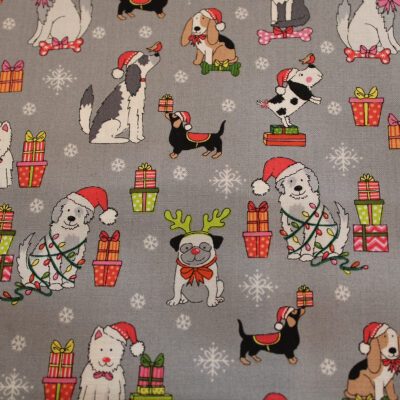 Weihnachten Christmas Makower Baumwolle Stoffe Nähen Hietzing Zauberladen Patchwork Hund Dog